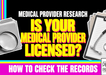 Is Your Medical Provider Licensed? How To Check The Records. Medical Records, A Magnifying Glass And Stethoscope.