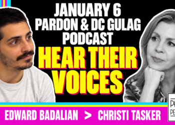 Edward Badalian On The January 6 Pardon, Prison Release &Amp; Dc Gulag Podcast — Patriots Perspective Thumbnail Featuring Outlined Portraits And A Yellow Viewer Callout.