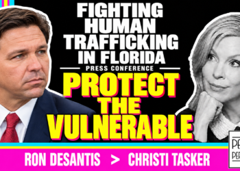 Florida Hb 7063: Desantis On Human Trafficking Prevention &Amp; Survivor Support — Patriots Perspective Thumbnail Featuring Outlined Portraits And A Yellow Viewer Callout.