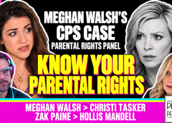 Meghan Walsh, Christi Tasker In Black And White, Zak Paine And Hollis Mandell With White Portrait Outlines; Yellow Know Your Parental Rights Callout And White Names In A Raspberry Banner.