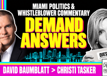 Miami Politics &Amp; Whistleblower Commentary | Awake Nation With Christi Tasker | March 26, 2024 — Patriots Perspective Thumbnail Featuring Outlined Portraits And A Yellow Viewer Callout.