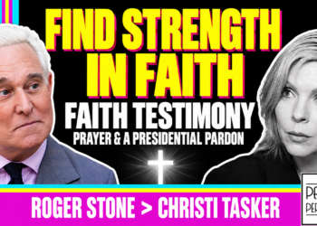 Roger Stone’s Christian Testimony: Faith, Prayer &Amp; His Presidential Pardon — Patriots Perspective Thumbnail Featuring Outlined Portraits And A Yellow Viewer Callout.